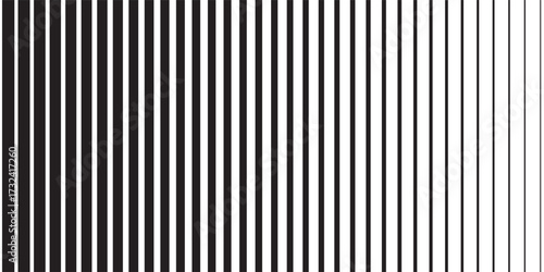 Thin line halftone gradient texture. Fading vertical stripe gradation background. Repeating wide pattern backdrop. Black parallel lines wallpaper for overlay, print, cover, banner