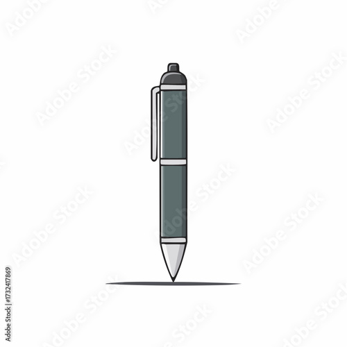 Simple gray pen illustration office supply for writing education business stationery and creativity