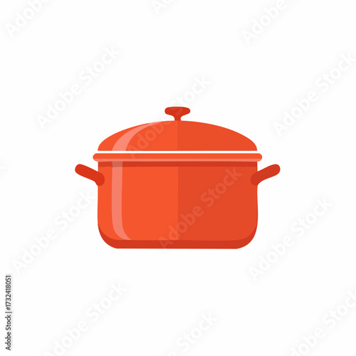 Simple Orange Cooking Pot with Lid Kitchenware Illustration