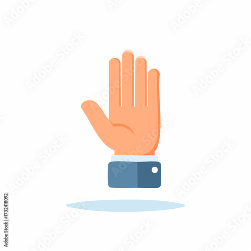 Stylized Hand with Palm Open Offering or Stopping, Sign of Rejection or High Five