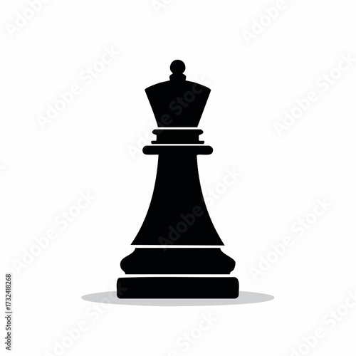 Black Queen Chess Piece Silhouette Icon Symbol Game Strategy Concept