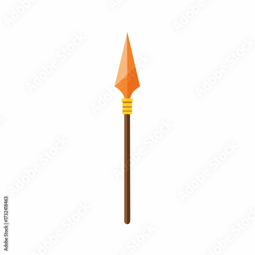 Stylized ancient spear illustration with sharp orange head and wooden shaft
