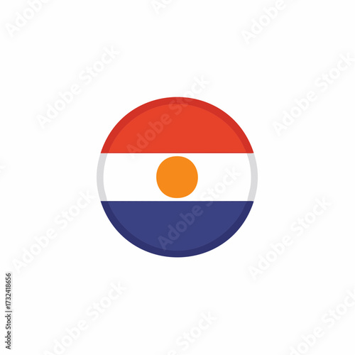 Free Download Circular flag with red white blue stripes and orange center - GFXLoad