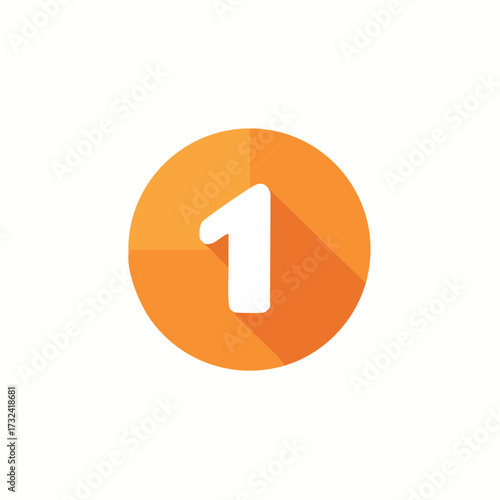 White number one in orange circle icon for infographic design resource