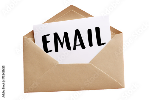 Digital Correspondence: A close-up shot of an open envelope holding a message marked EMAIL, perfect for conveying concepts of connection and written communication. 