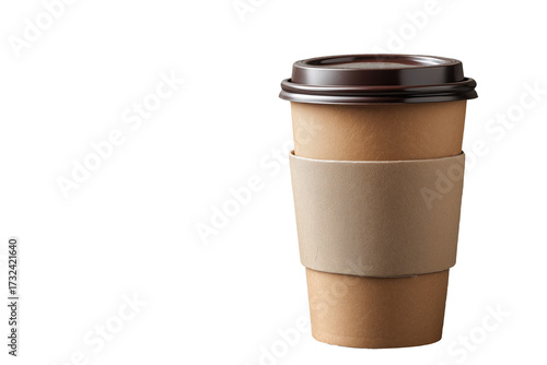 Aromatic Coffee Cup : A solitary coffee cup is showcased against a neutral backdrop. The design and textures of the cup symbolize the comfort of the beverage experience. 