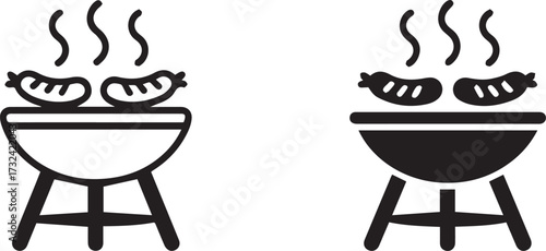 Vector art of barbecue grill with sausages