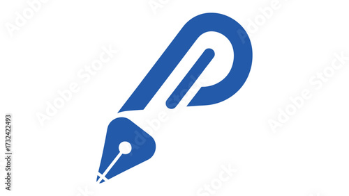 Creative Writing Icon: A stylized logo, featuring a modern ink pen illustration in a minimalist, digital style that emphasizes the power of creative expression and the art of storytelling.