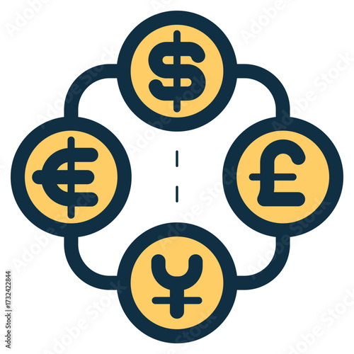 major currency include dollar euro poundsterling and yen icon