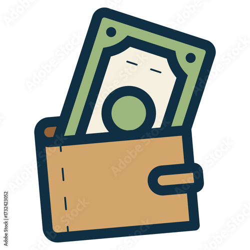 wallet with money cash icon
