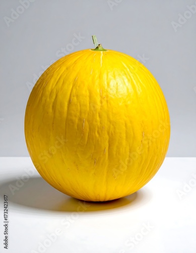 Single, round yellow melon
