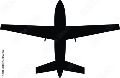 Top view of a small private jet airplane silhouette