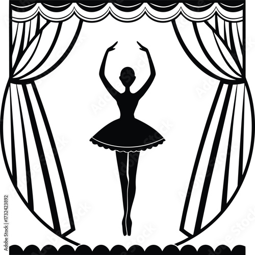 Ballet dancer performing on stage in silhouette