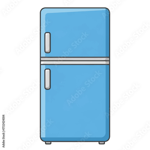 Retro Blue Refrigerator Illustration for Kitchen Appliance Designs