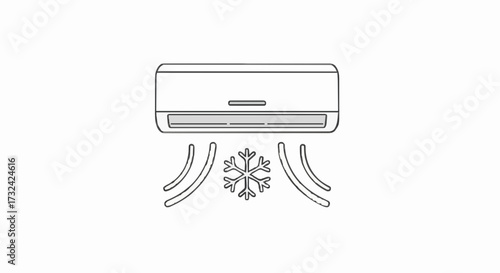Air conditioner unit with cool air symbol