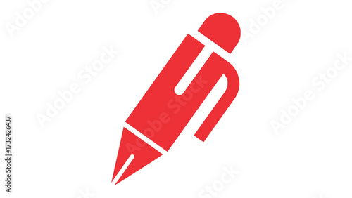 Red Pen Icon: A minimalist illustration of a bold, red pen. Perfect for conveying ideas of writing, editing, and creativity in a clean and impactful way.