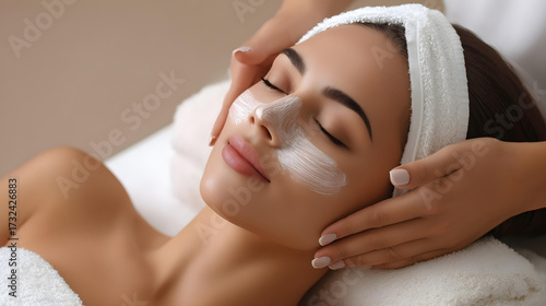 young woman receiving facial massage