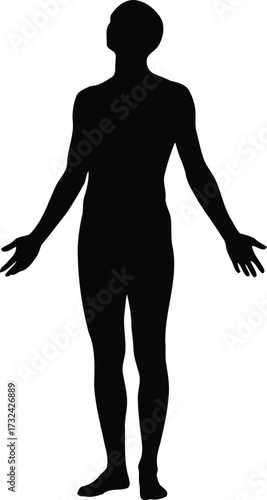 Vector illustration of a silhouette person standing with arms outstretched, conveying a sense of openness and vulnerability