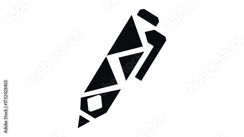 Ink's Geometrical Presence: A striking, minimalistic representation of a pen, meticulously crafted from an interplay of geometric shapes, stands as a bold symbol of creativity and the art of writing.