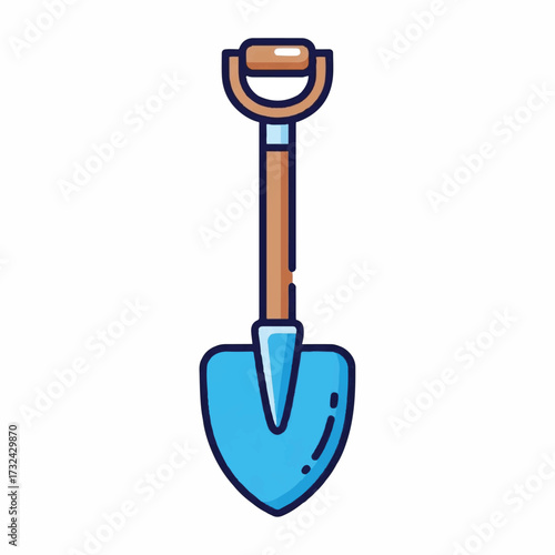 Blue Shovel Illustration Gardening and Digging Tool