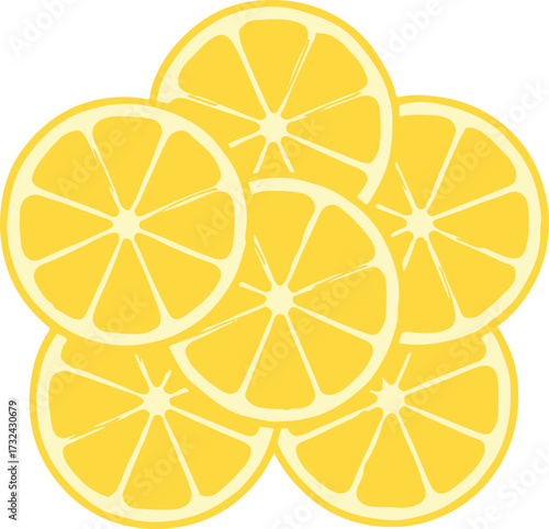 Fresh lemon slices arranged artistically creating a vibrant citrus display