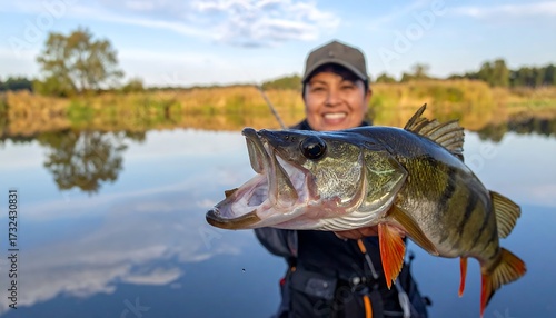 Woman with a large perch
