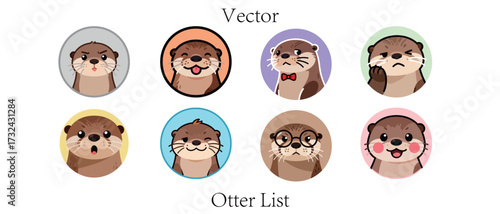 Cute Otter Vector Icons Set