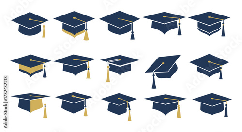Collection of graduation caps in various styles