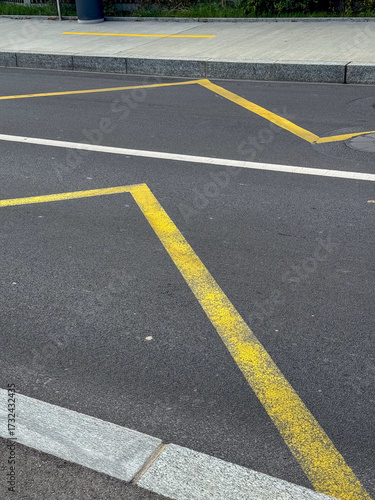 Wallpaper Mural Yellow Road Markings on Urban Street Torontodigital.ca