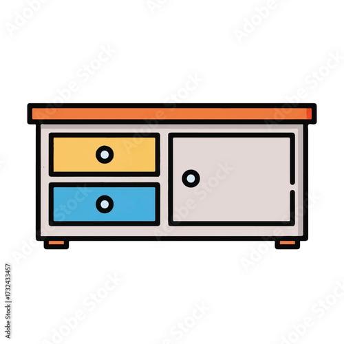 Stylish Minimalist Cabinet with Drawers Illustration