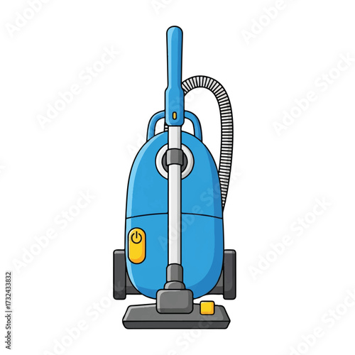 Upright Vacuum Cleaner Illustration in Blue