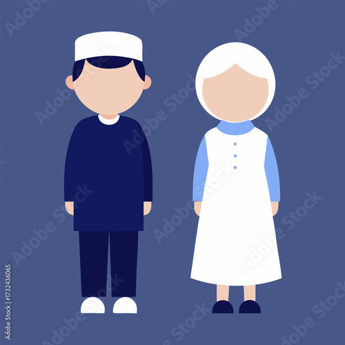 Minimalist Muslim Kids Vector – Hijab and Kurta Outfits