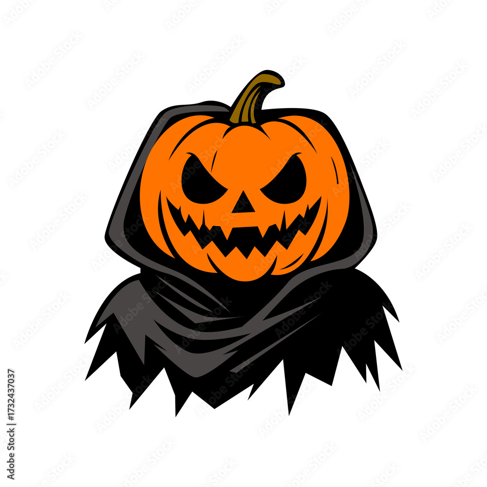 Naklejka premium Scary Halloween Pumpkin Head Illustration