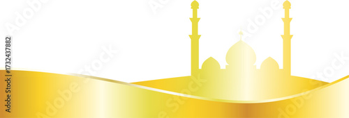 vector illustration of a golden mosque banner