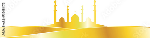 vector illustration of a golden mosque banner
