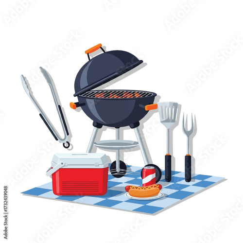 Barbecue Grill Picnic Illustration