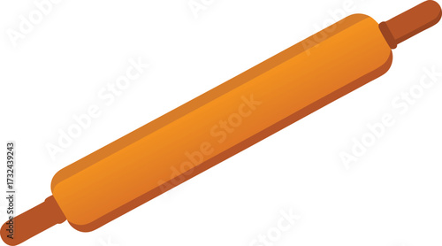 Orange rolling pin with wooden handles isolated on white background