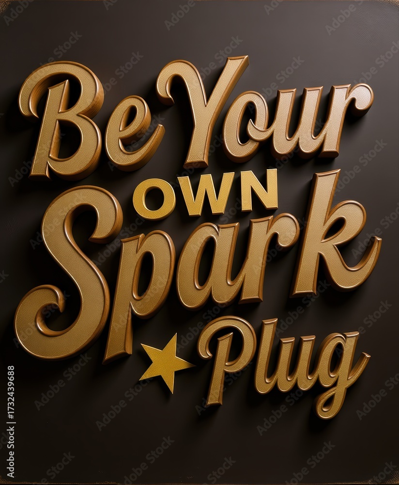 Fototapeta premium Inspirational Text Design with 'Be Your Own Spark Plug' Phrase for Motivational Use