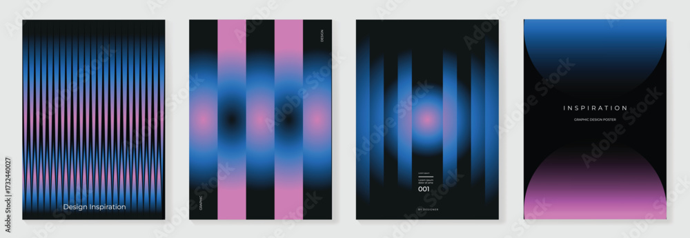 custom made wallpaper toronto digitalModern gradient poster on dark background vector set. Minimalist cover template with vibrant perspective geometric prism shapes in motion. Ideal design for social media, cover, banner, flyer.