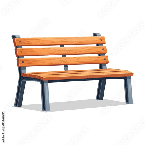 Classic Wooden Bench on White Background