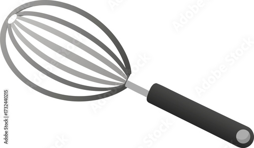 Simple illustration of a kitchen whisk with a dark handle
