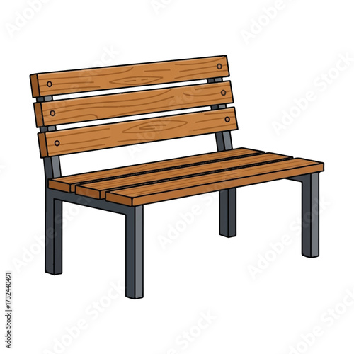 Comfortable Outdoor Bench Illustration