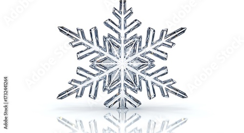 Elegant Clear Glass Snowflake Decoration on White Background for Winter Seasonal Design
