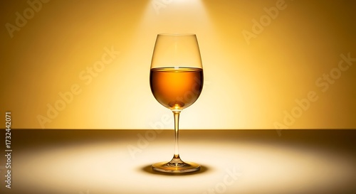 Elegant Glass of Amber Wine on Warm Background