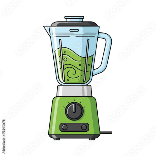 Blender with Green Smoothie Kitchen Appliance Illustration