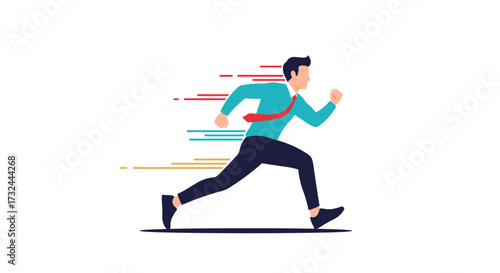 Businessman running fast with motion blur effect.
