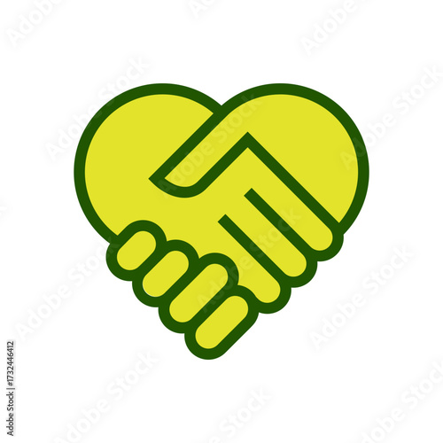 Handshake forming a heart shape, symbolizing partnership, agreement, and cooperation in business