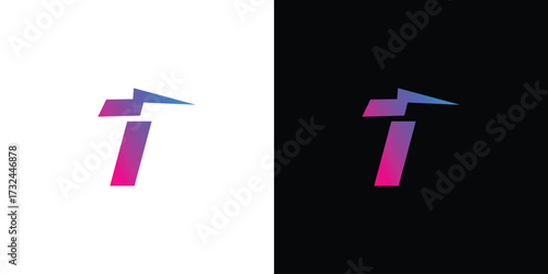 Unique and modern thunder T logo design