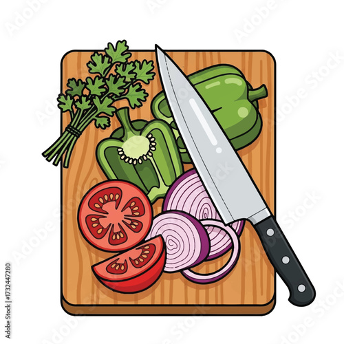 Fresh Vegetable Prep on Wood Cutting Board