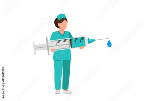 Healthcare professional holding syringe vaccination for immunization injection therapy vector illustration